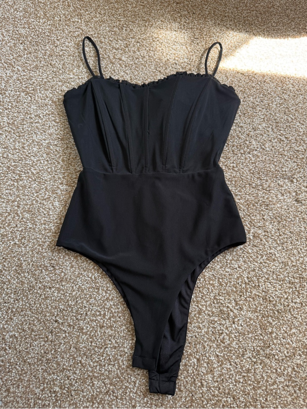 Princess Polly Black Corset Bodysuit with Ruching Detail